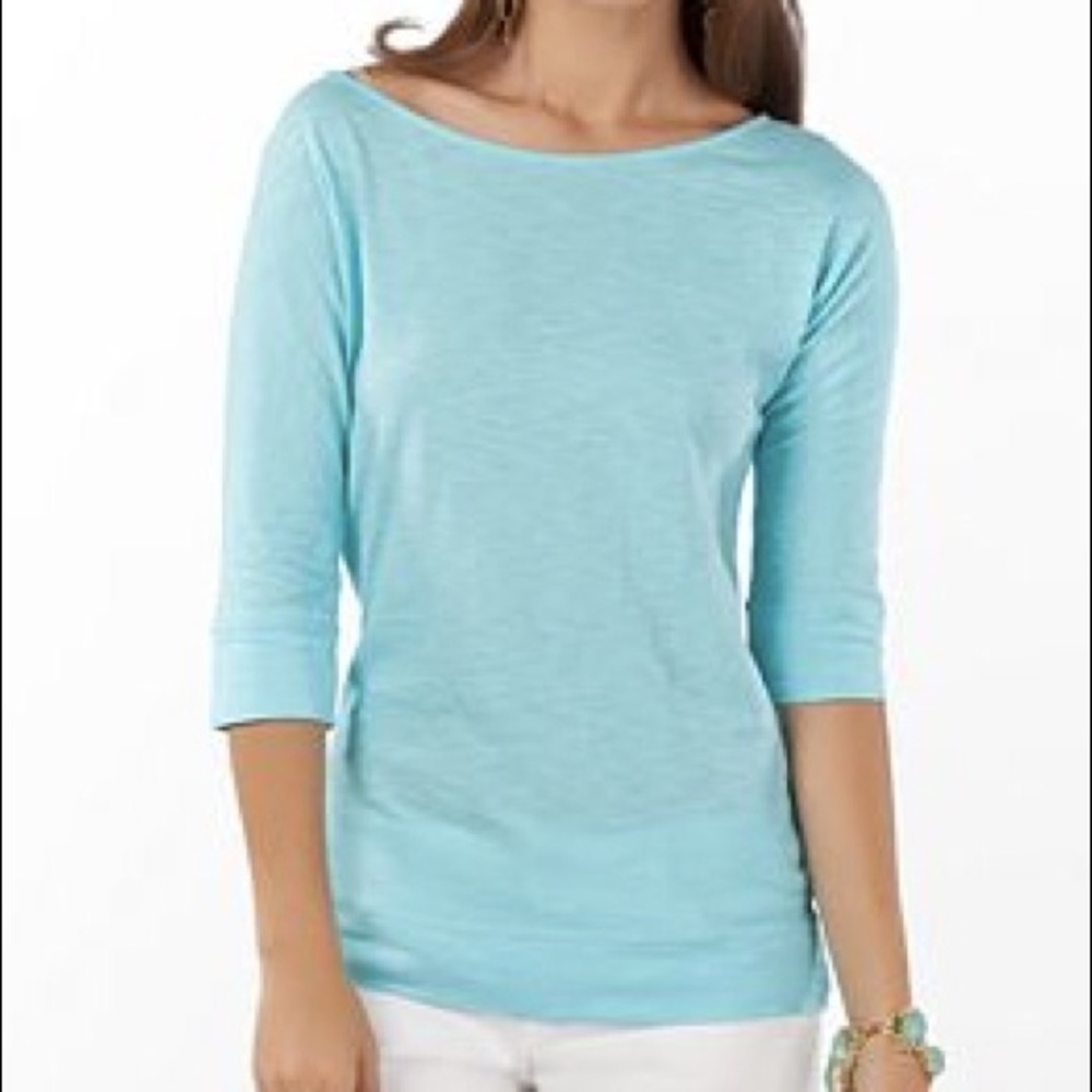 Lilly Pulitzer Cassie Slub 3/4 Sleeve Top Aqua